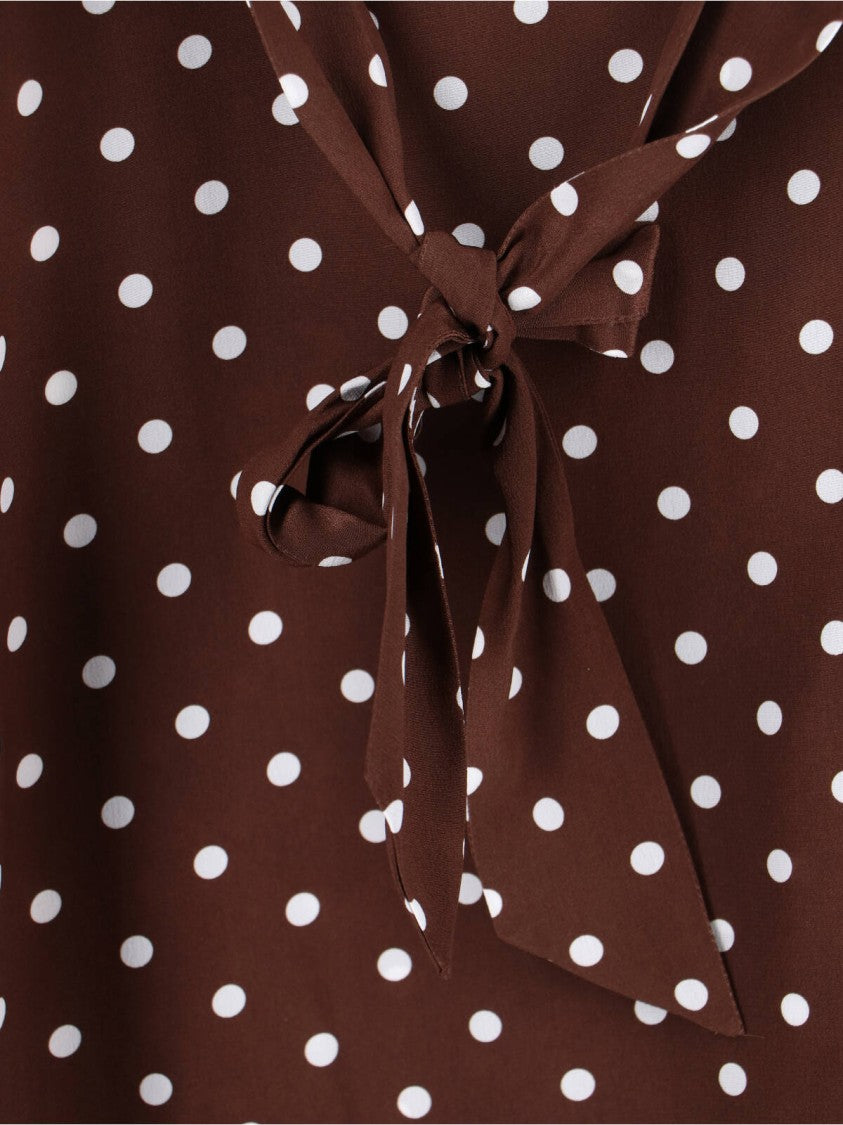 Parosh Maxi Polka Dot Dress – Brown