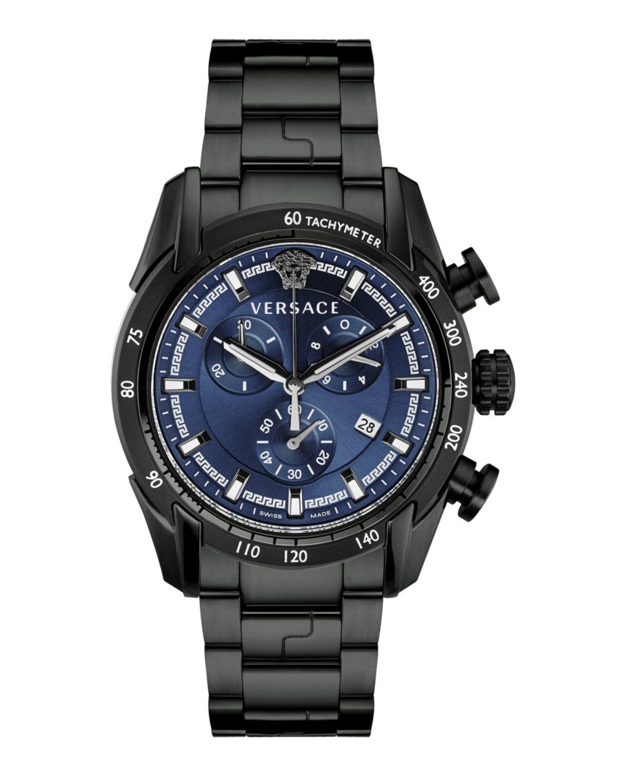 Versace V-Ray Chronograph Watch With Ip Black Case