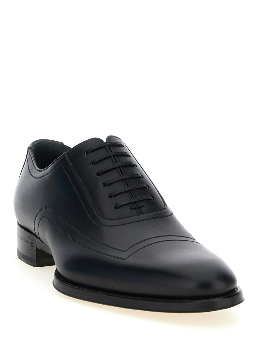 Gucci Lace-Up Leather Shoes With Engraved Gg Logo