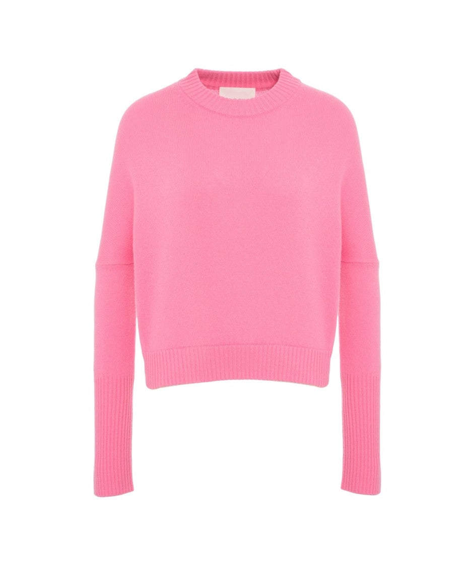 Closed Wool Sweater With Round Neckline And Ribbed Detailing