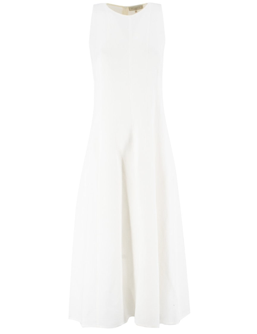 Antonelli Flowing White Maxi Dress With Sleeveless Design