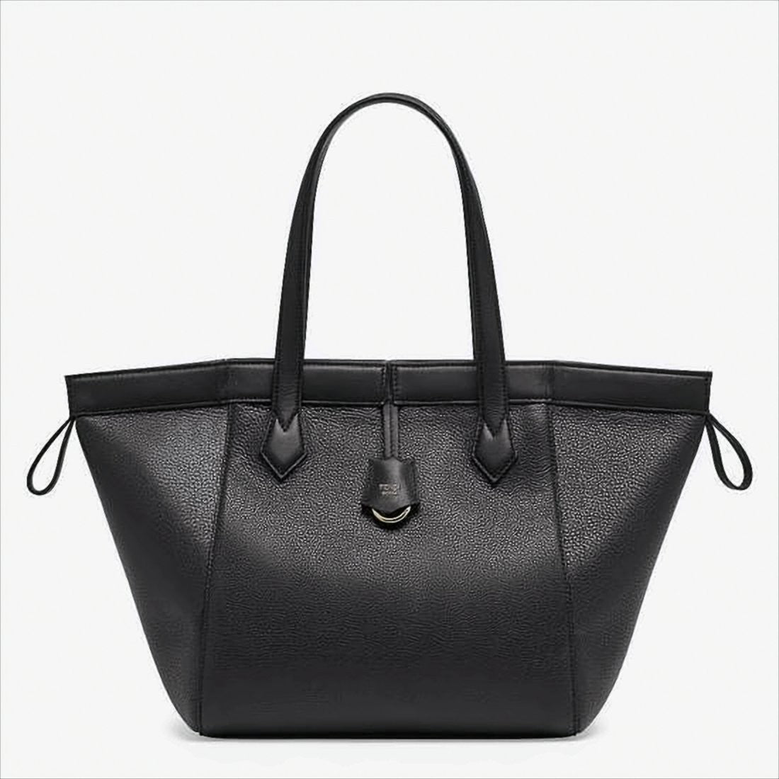 Fendi Structured Black Calf Leather Shoulder Bag