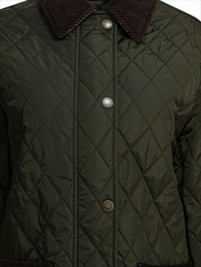 Burberry Quilted Nylon Jacket With Contrasting Corduroy Collar