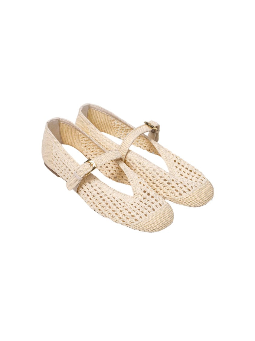 Stuart Weitzman Leora Woven Rounded Toe Mary Jane Flats