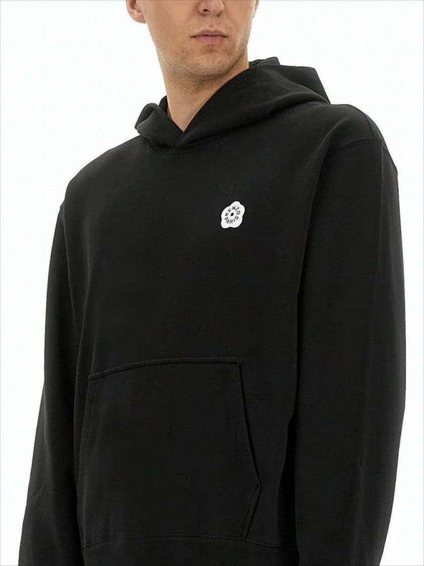 Kenzo Relaxed Fit Black Hoodie With Floral Logo And Graphic