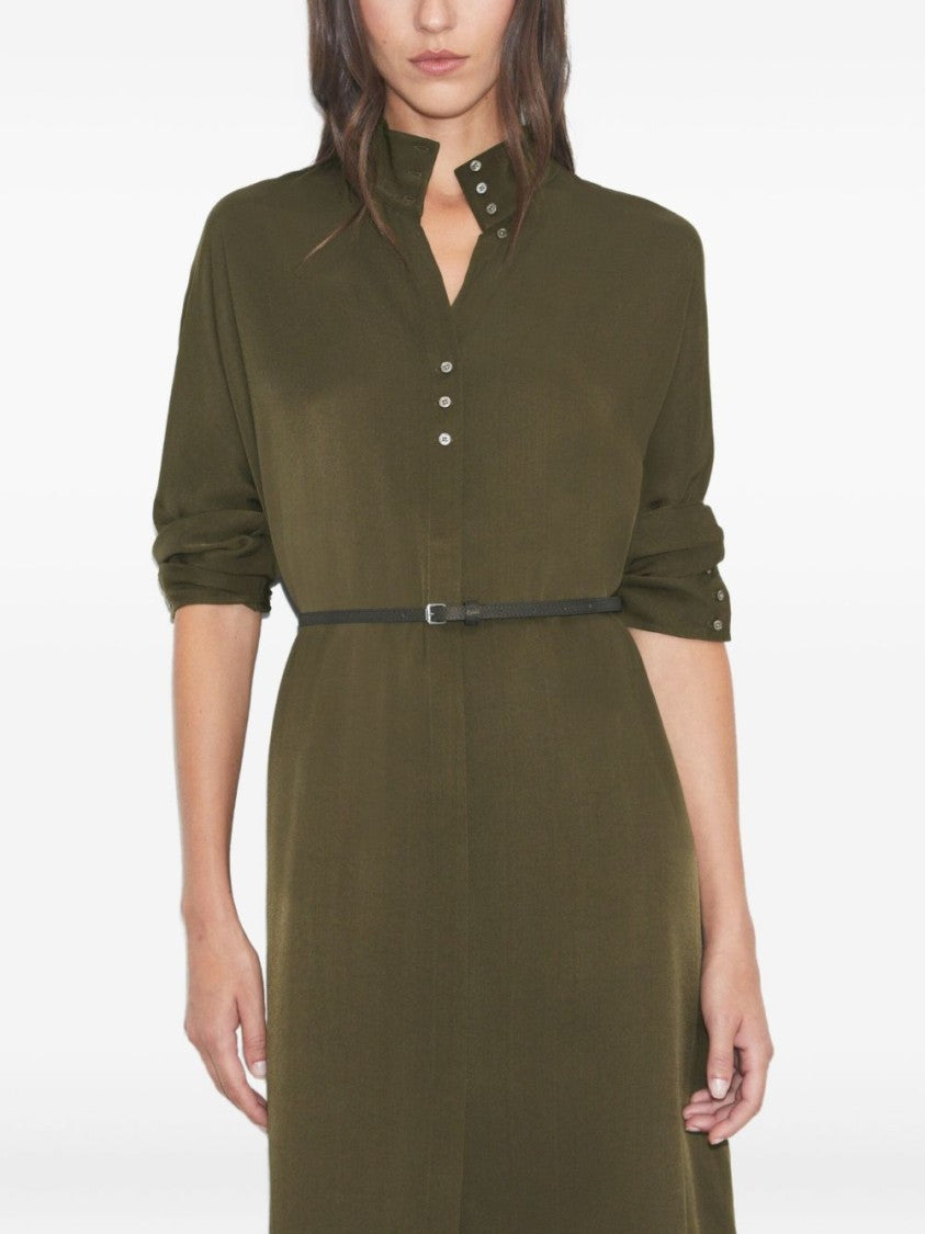 Tory Burch Midi Green Dress With High Collar