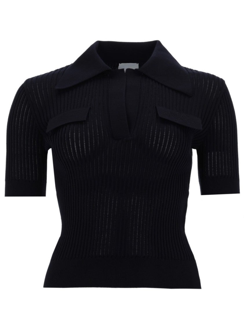 Patou Patou Ribbed Semi-Sheer Polo Shirt