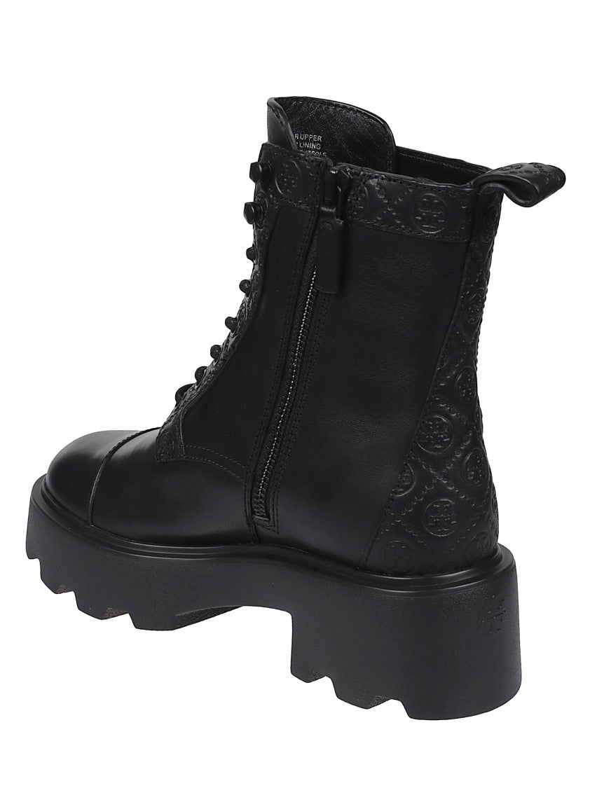 Tory Burch T Monogram Lace-Up Ankle Boots