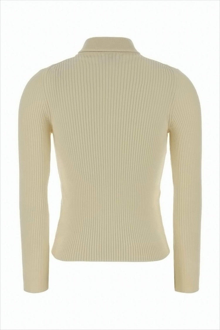 Celine Ribbed Knit Sweater With High Neckline