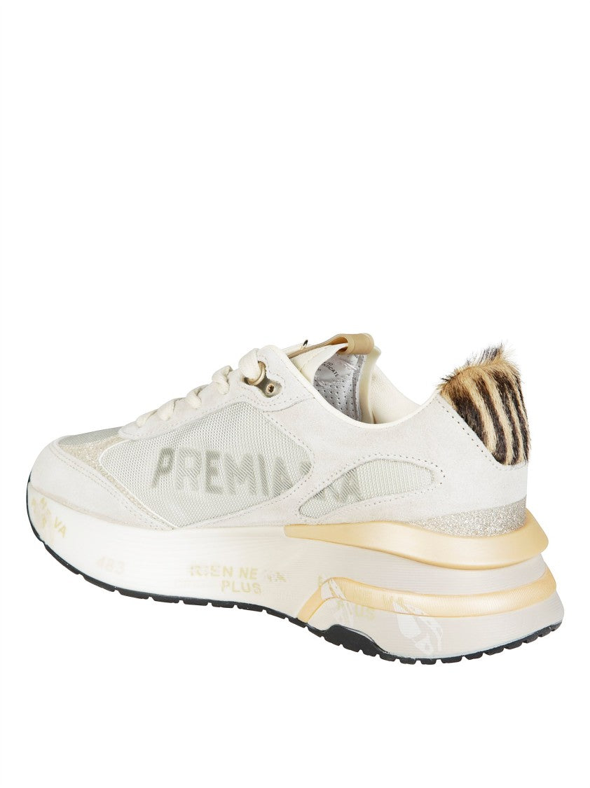 Premiata Gold Animal Print Accent Low-Top Sneakers