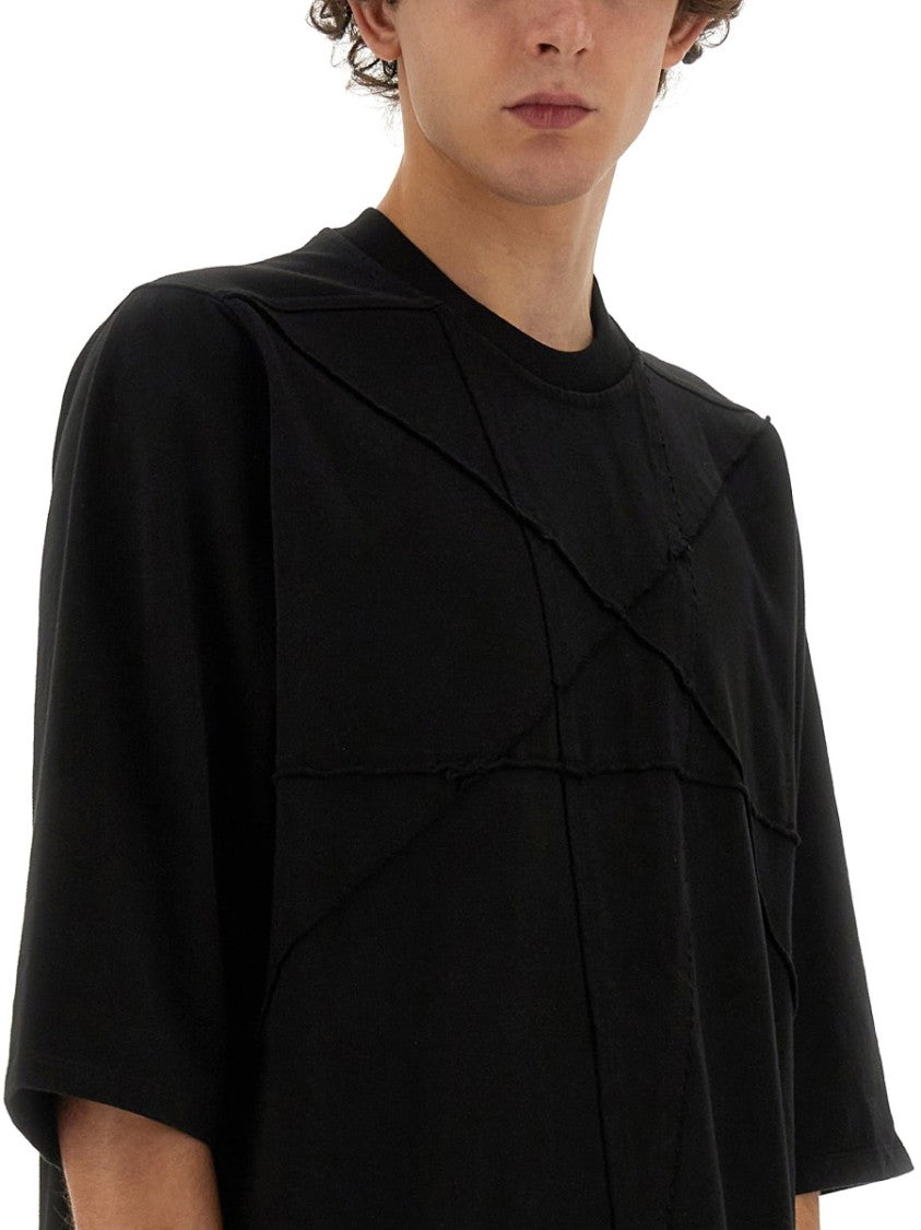 Drkshdw By Rick Owens Oversized Cotton T-Shirt With Geometric Design And Relaxed Fit