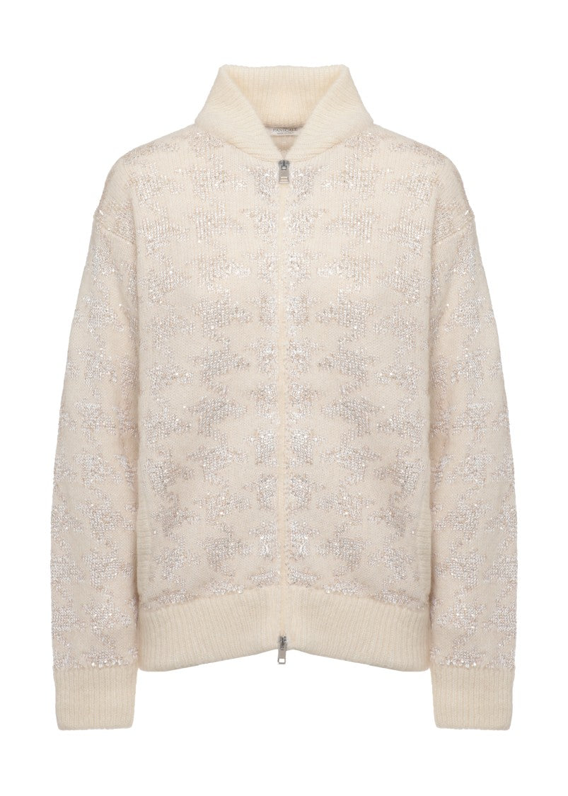 Panicale Ivory Alpaca-Blend Sequined Zip Jacket
