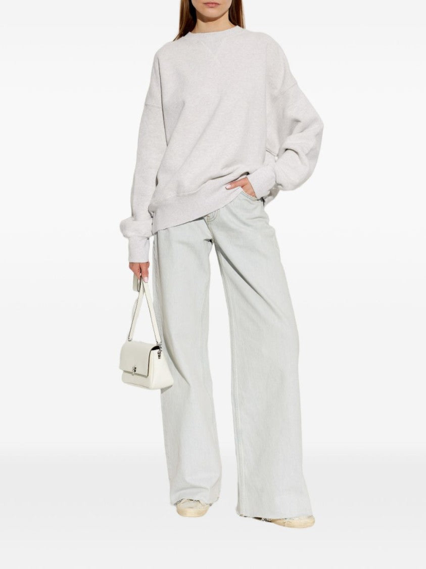 Golden Goose White Distressed Leather Glitter Panels Sneakers