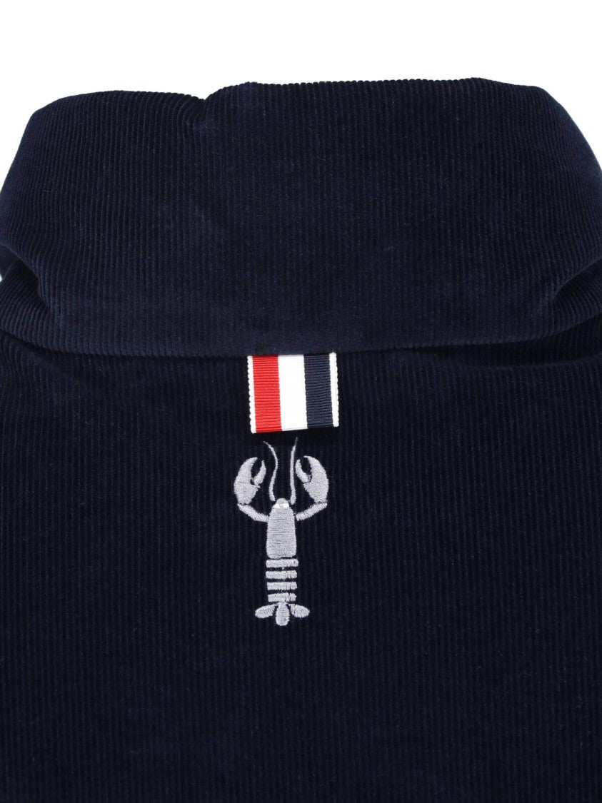 Thom Browne Blue Corduroy Reversible Cropped Jacket