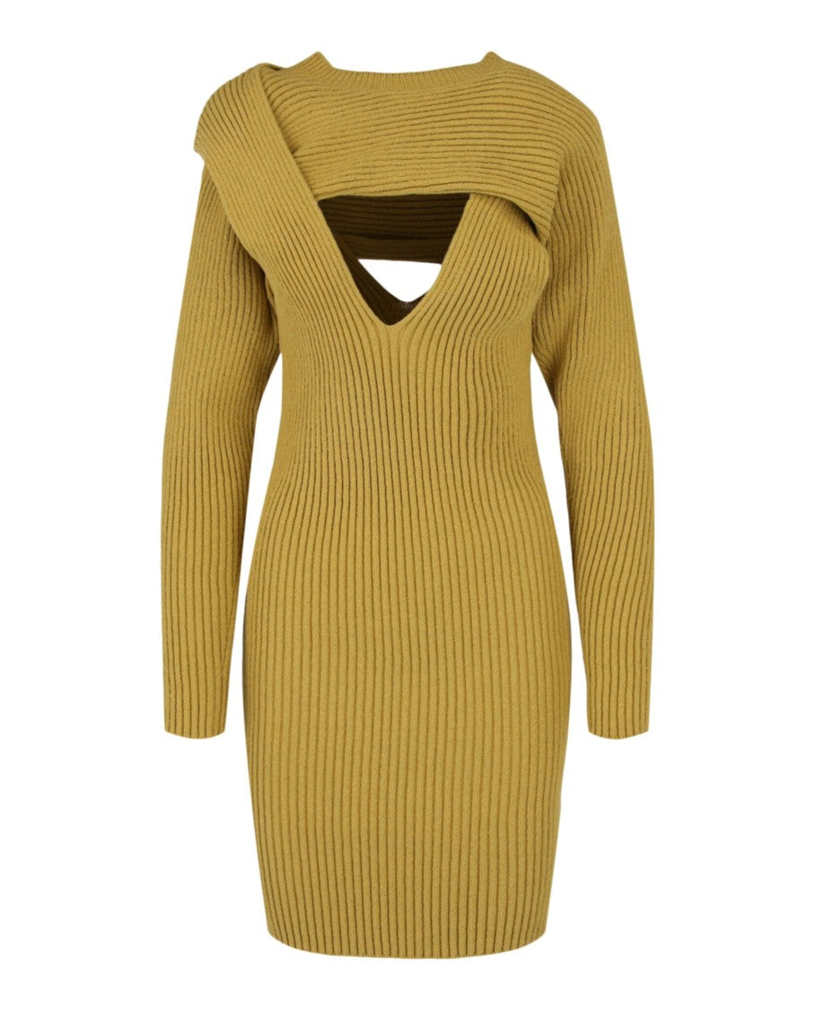 Bottega Veneta Fitted Ribbed-Knit Dress With Unique Cut-Out Detail