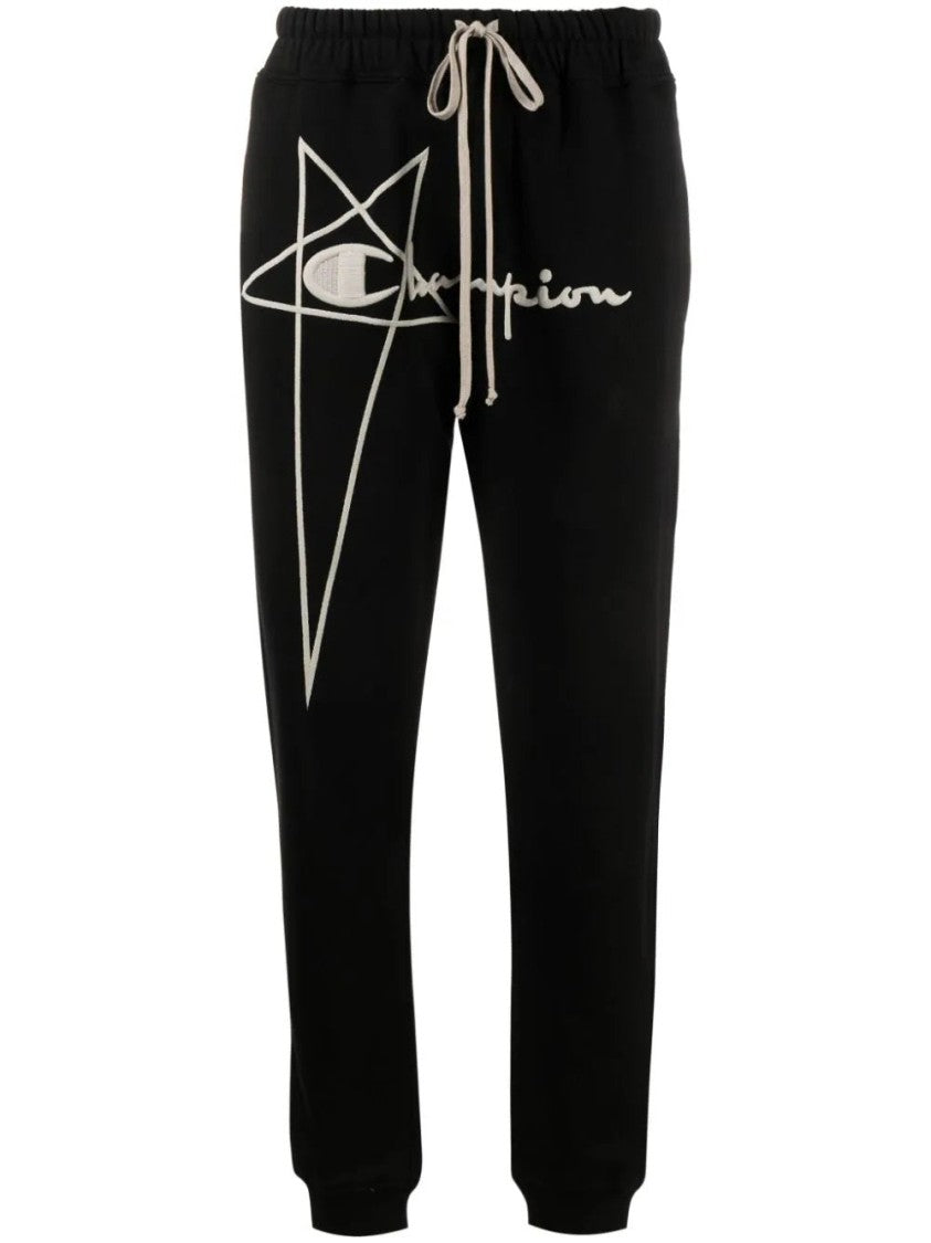 Rick Owens X Champion Relaxed Fit Black Joggers With Adjustable Waistband