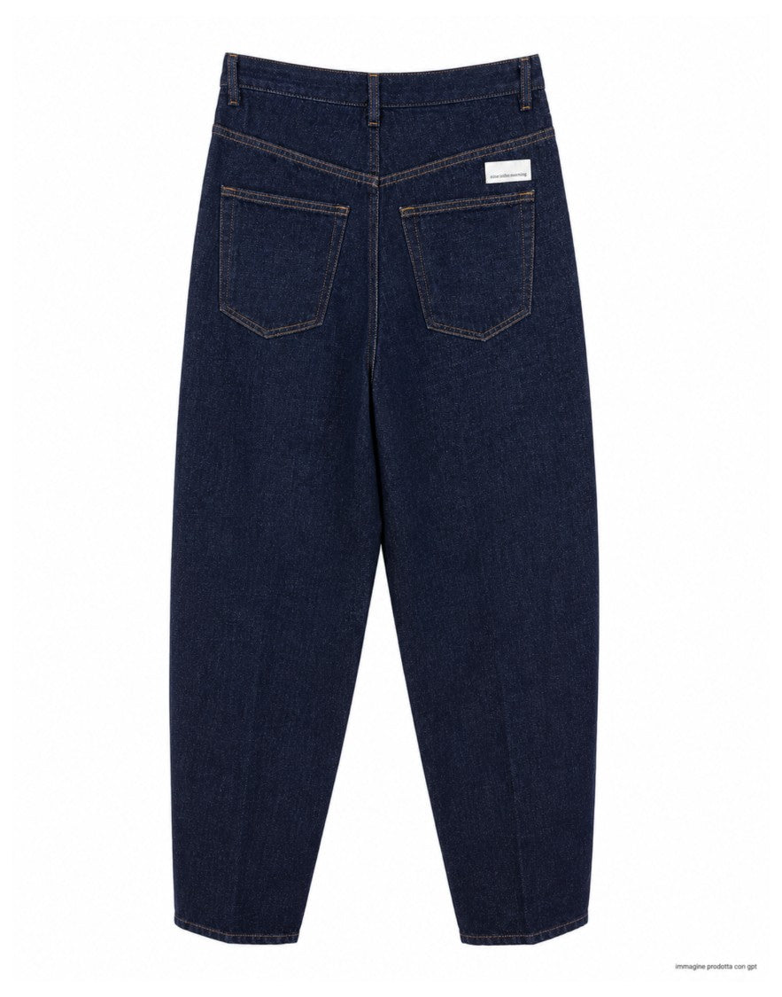 Nine In The Morning Dark Blue High-Waist Slim-Fit Denim Jeans