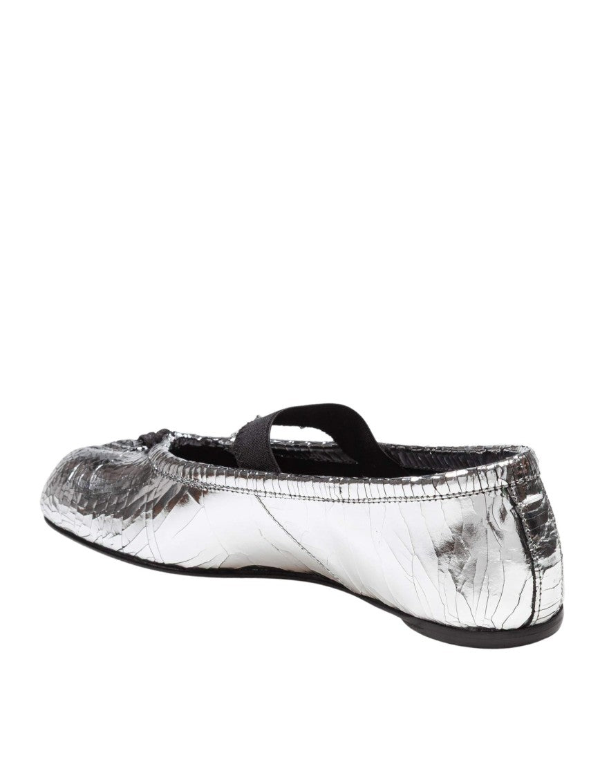 Maison Margiela Silver Broken Leather Tabi Ballerina