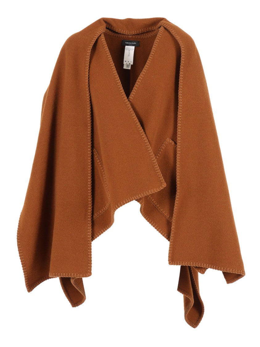 Fabiana Filippi Wool Cape With Unique Scarf Design