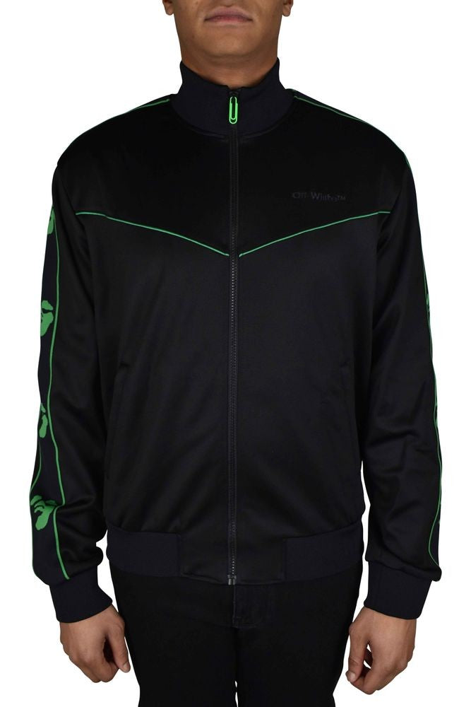 Off-White High-Collar Nylon Waistcoat With Green Logo Accents