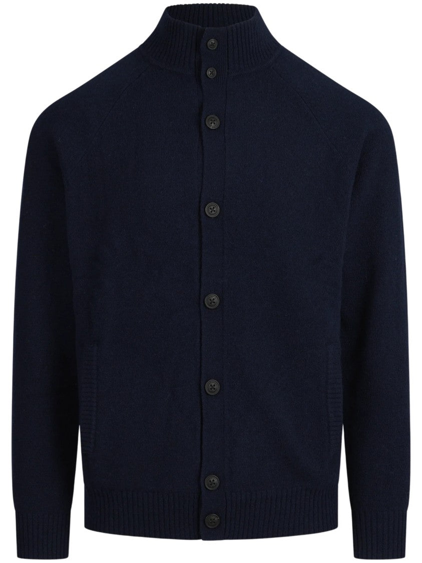 Mc2 Saint Barth Rib-Knit Button-Up Crew-Neck Sweater