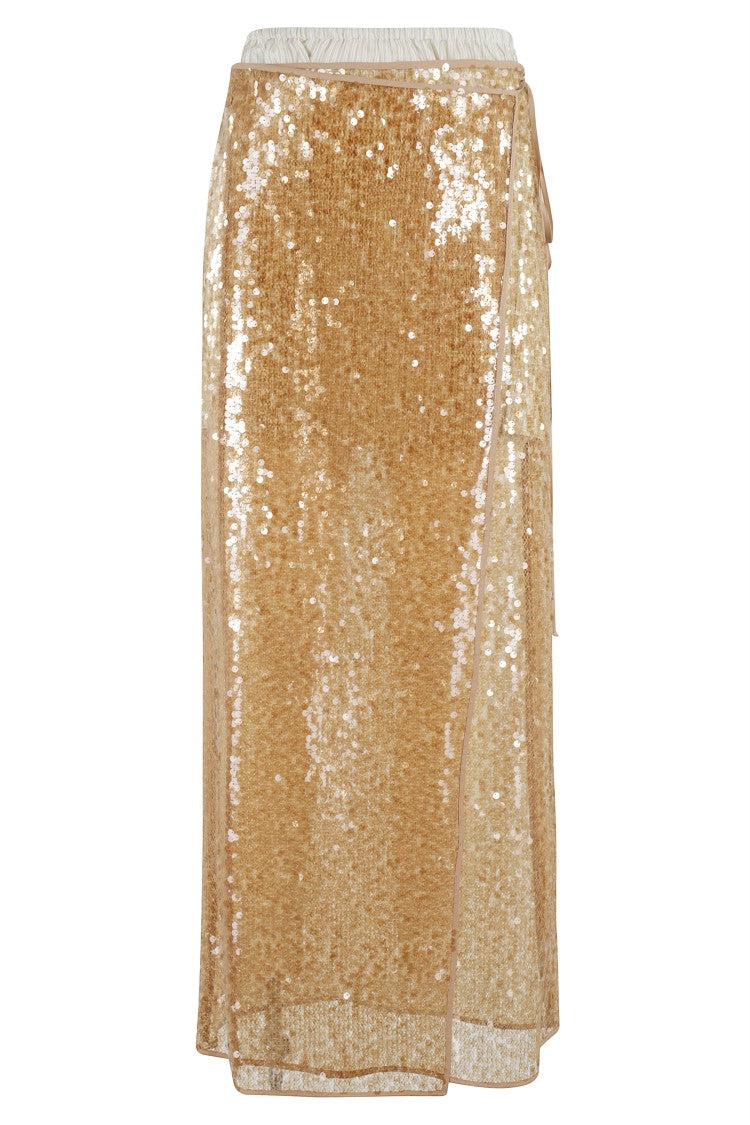 Alysi Wrap Skirt With All-Over Sequin Design