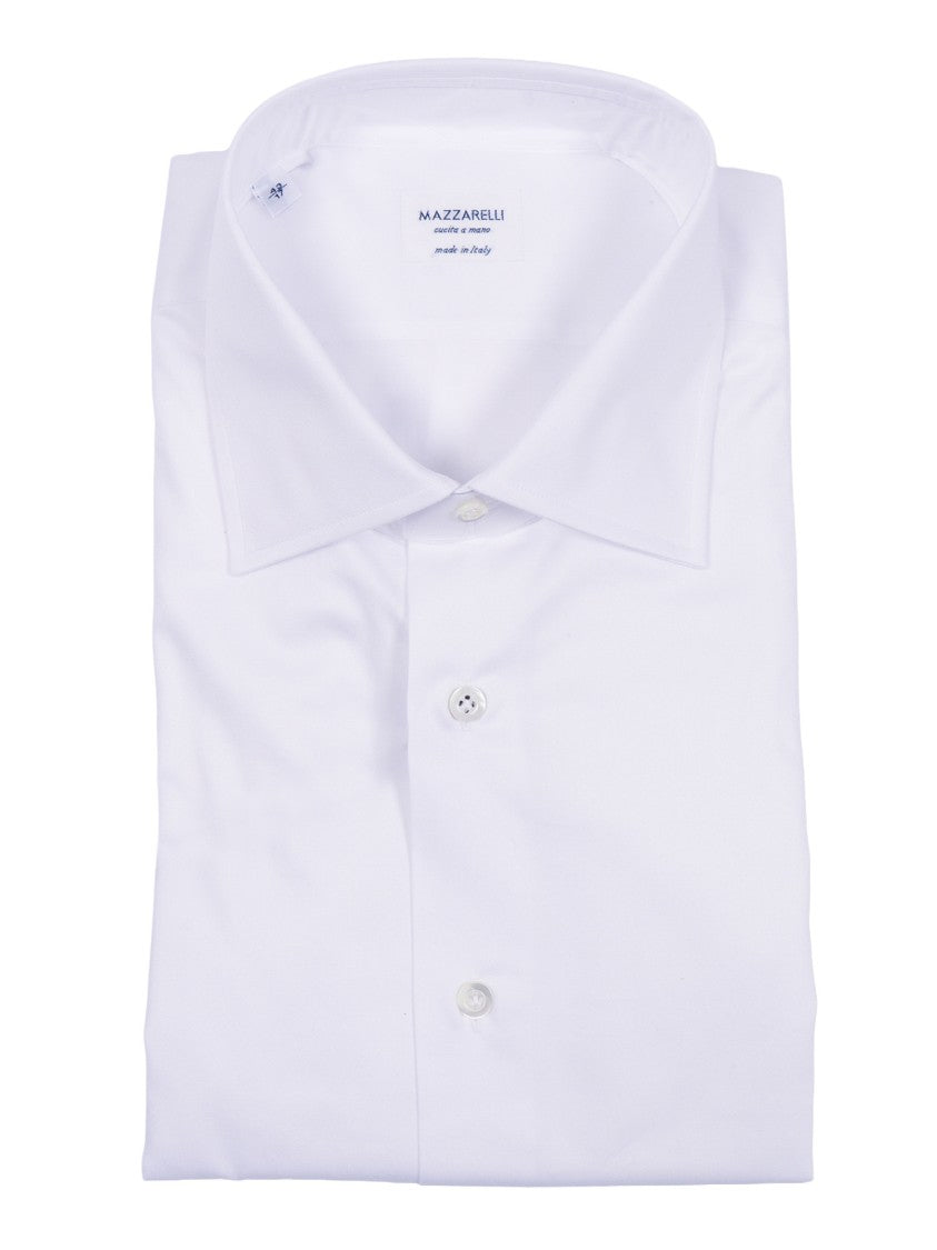 Mazzarelli Camicie White Slim Fit Cotton Shirt