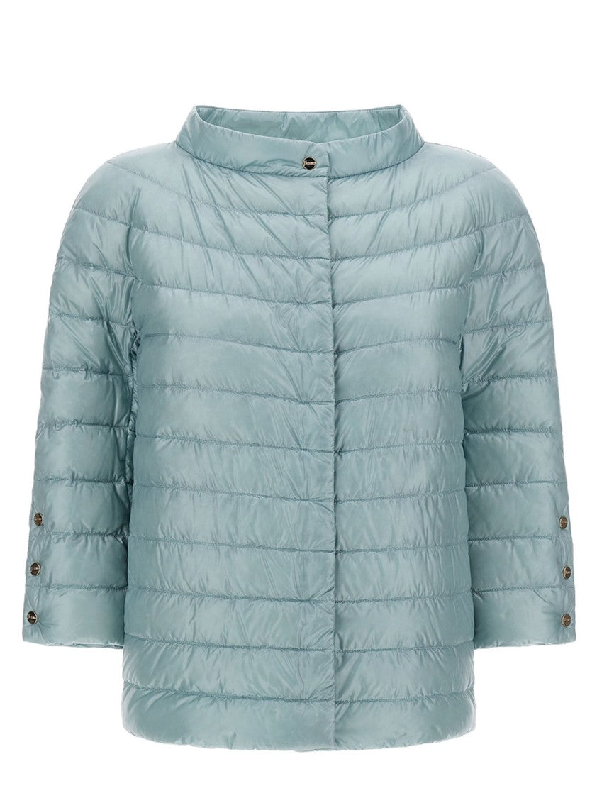 Herno Three-Quarter Sleeves Light Blue Down Jacket