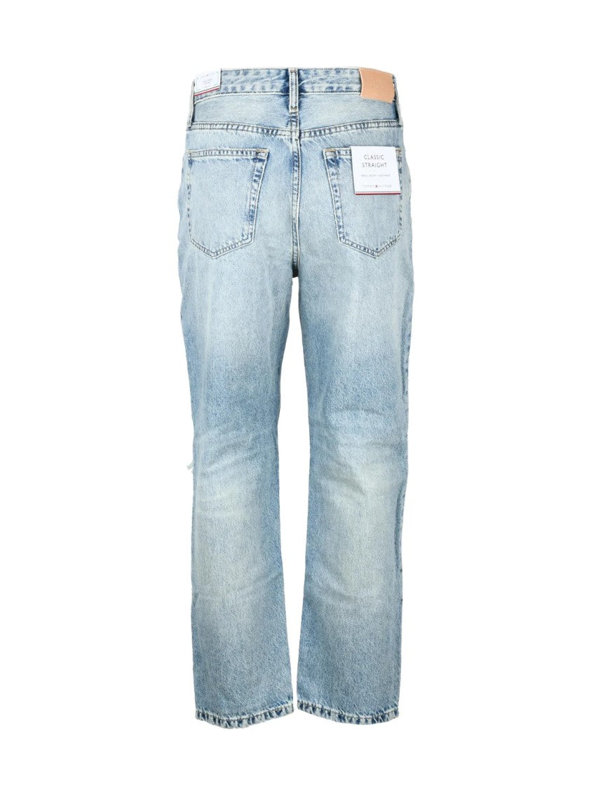 Tommy Hilfiger Light Blue Cotton Distressed Jeans