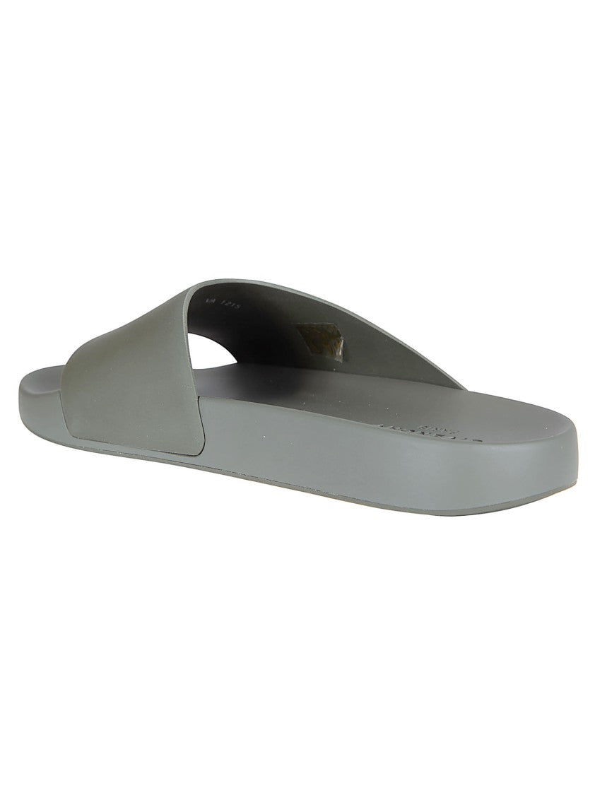 Givenchy Asymmetrical Grey Rubber Slides With Givenchy Paris Logo