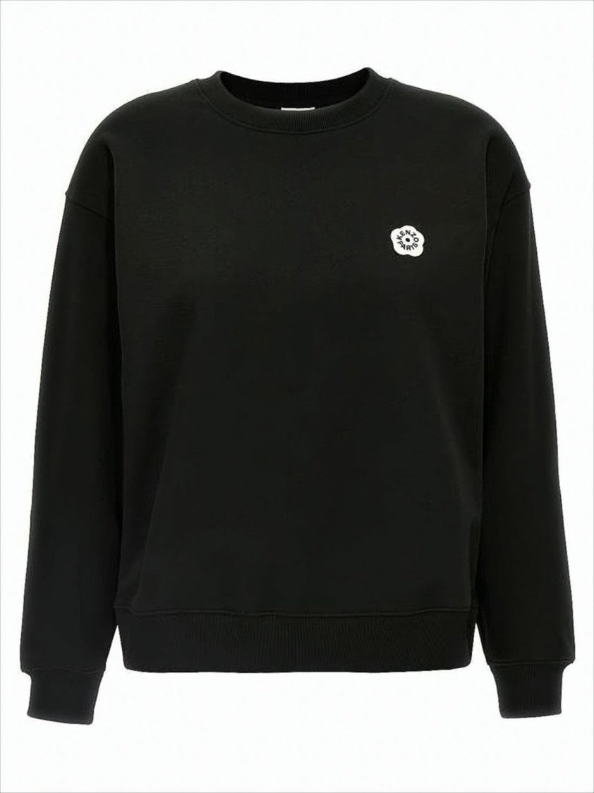 Kenzo Relaxed Fit Black Cotton Long-Sleeve Sweatshirt With Embroidered Logo