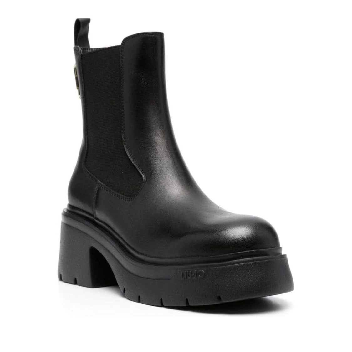 Liu Jo Black Carrie 19 Leather Chunky Elastic Panel Boots