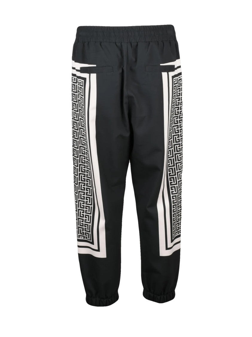 Balmain Two-Tone Black Tracksuit Pants With Geometric Panels
