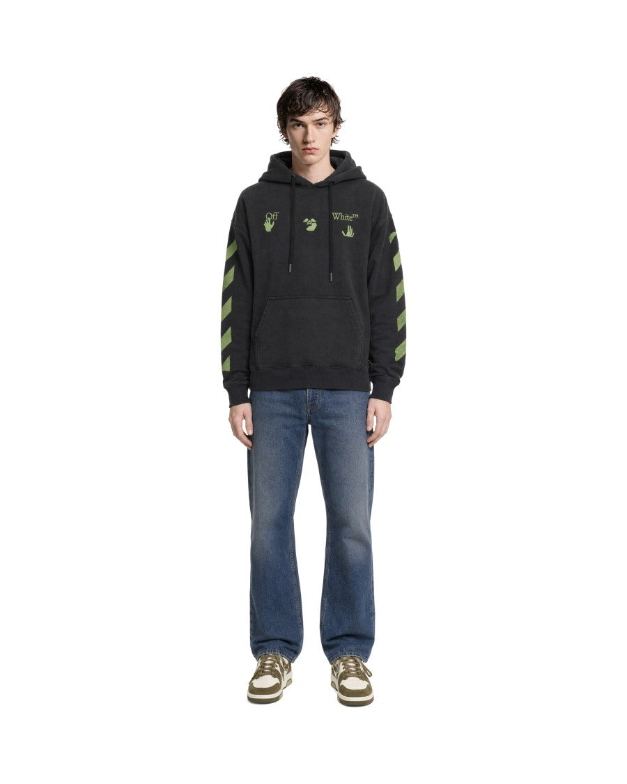 Off-White Black Arrow Print Hooded Cotton Sweatshirt