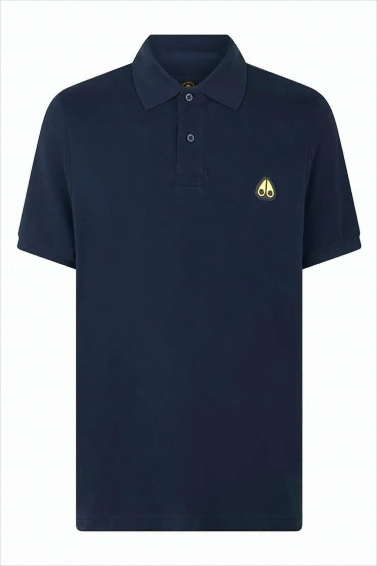 Moose Knuckles Blue Short-Sleeve Polo Shirt With Traditional Collar