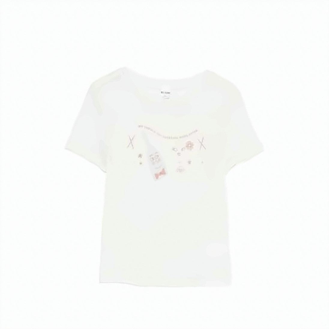 Re/Done Fitted Short-Sleeve T-Shirt With Subtle Graphic Print