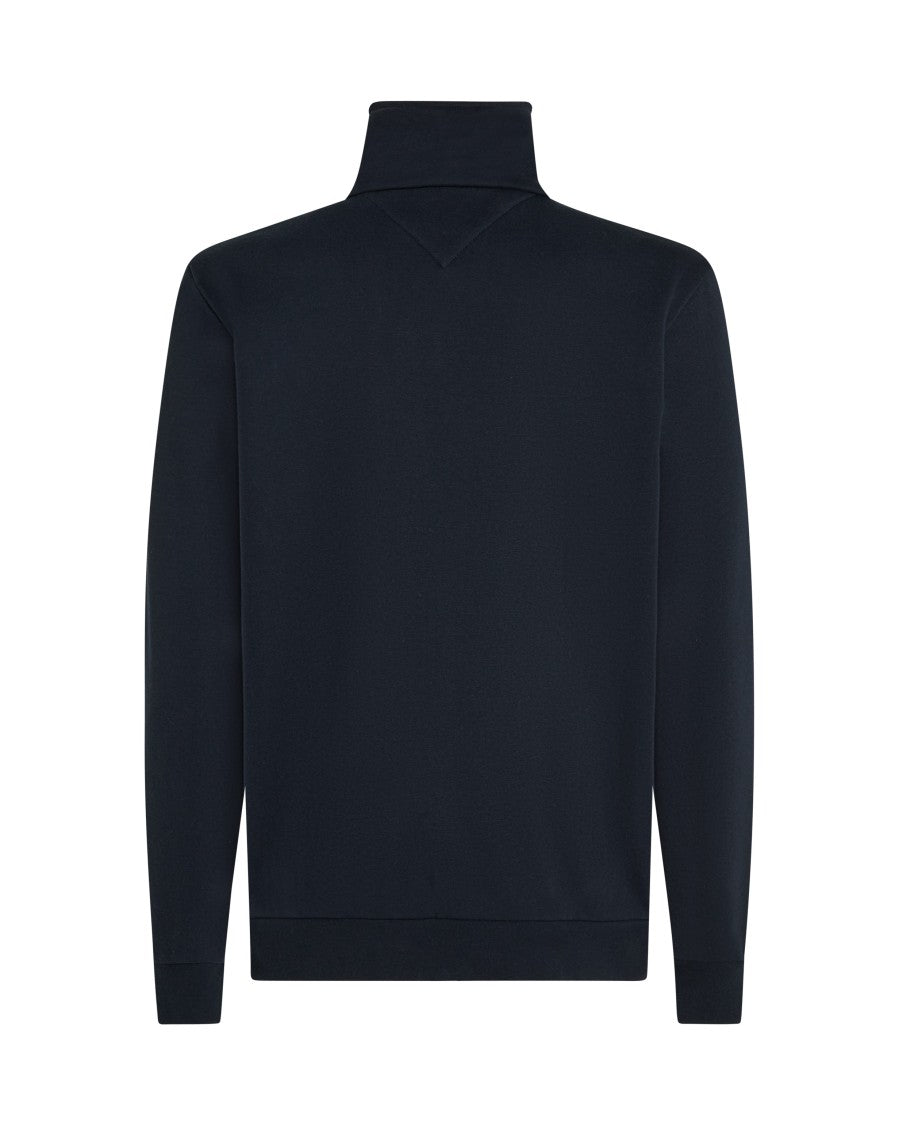 Tommy Hilfiger Navy Blue Mock Neck Zip-Through Pullover
