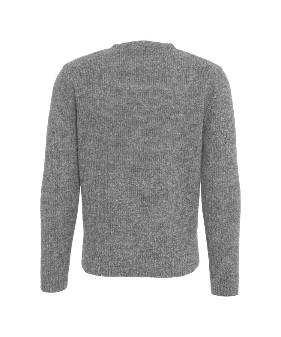 Gender Ribbed Grey Knit Sweater