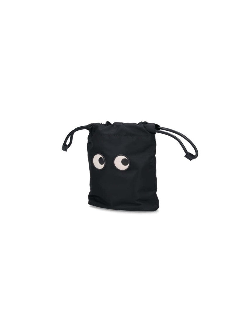 Anya Hindmarch Black Eyes Econyl Drawstring Bucket Pouch