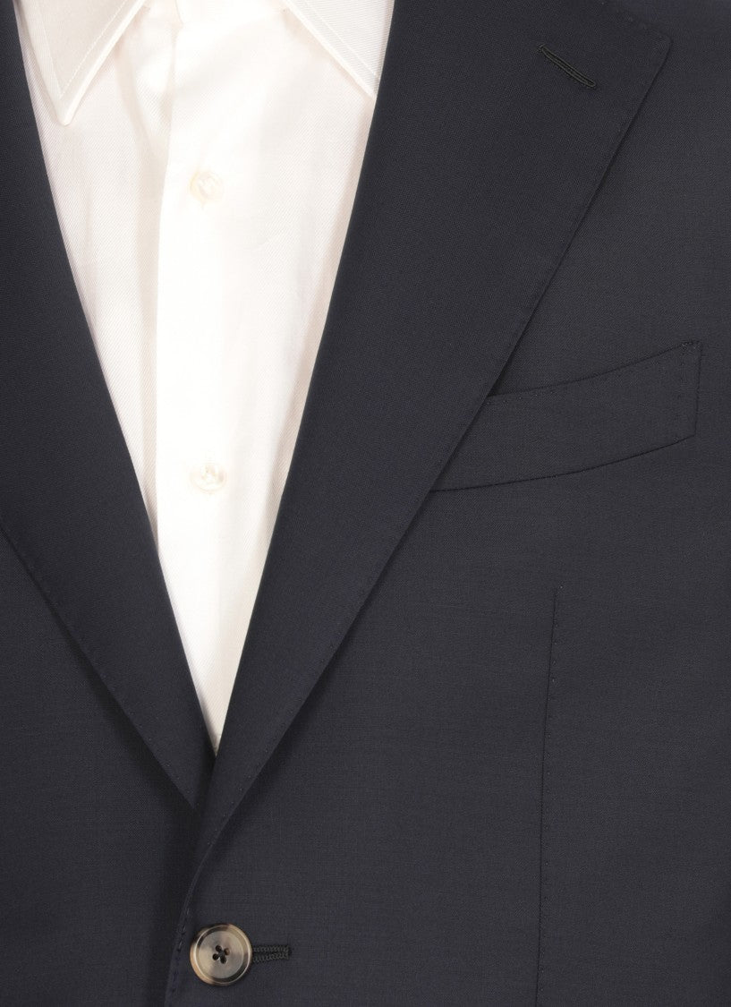 Caruso Blue Peak Lapel Wool Suit