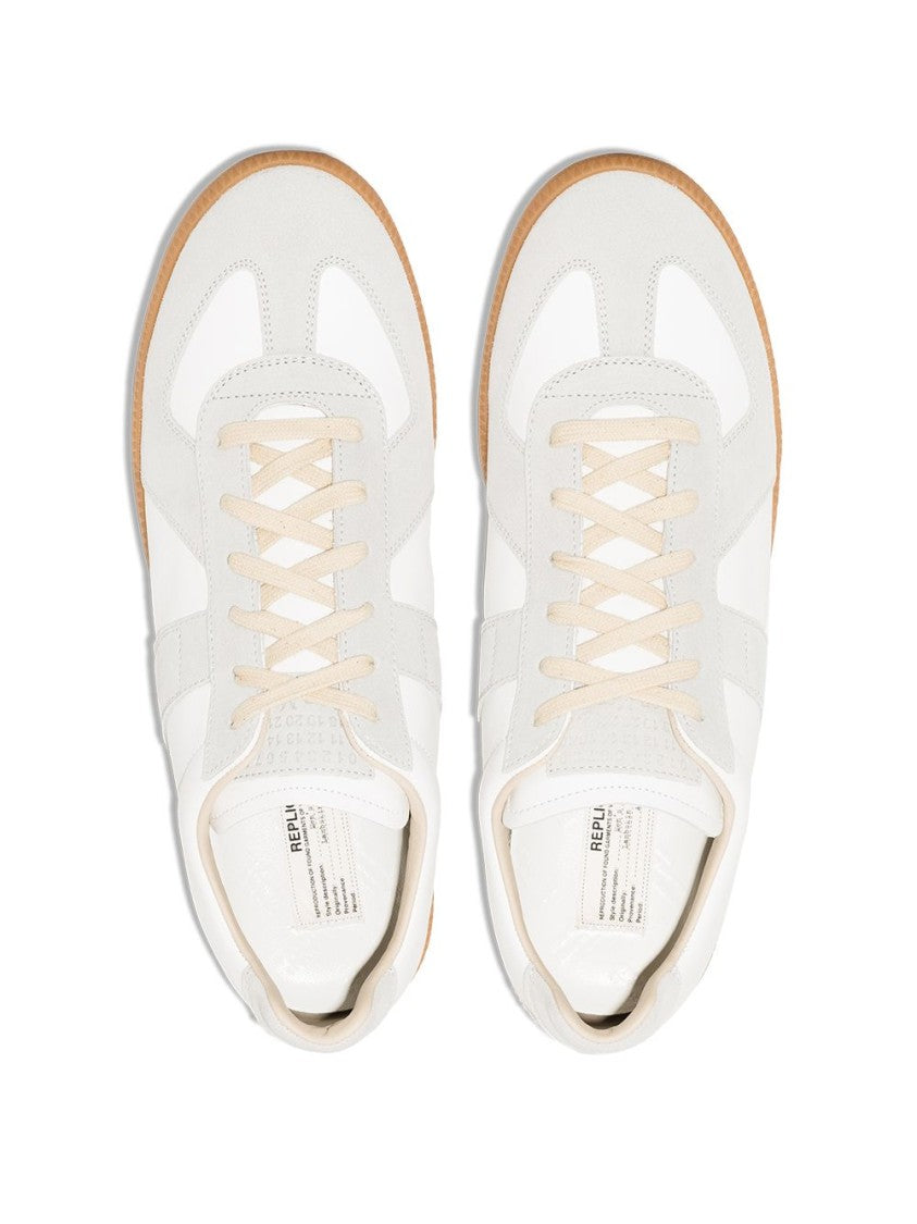 Maison Margiela Calfskin White Sneakers With Grey Accents