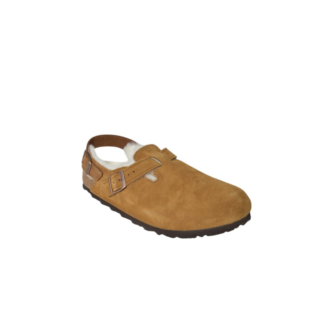 Birkenstock Closed-Toe Suede Camel Sandals With Adjustable Heel Strap