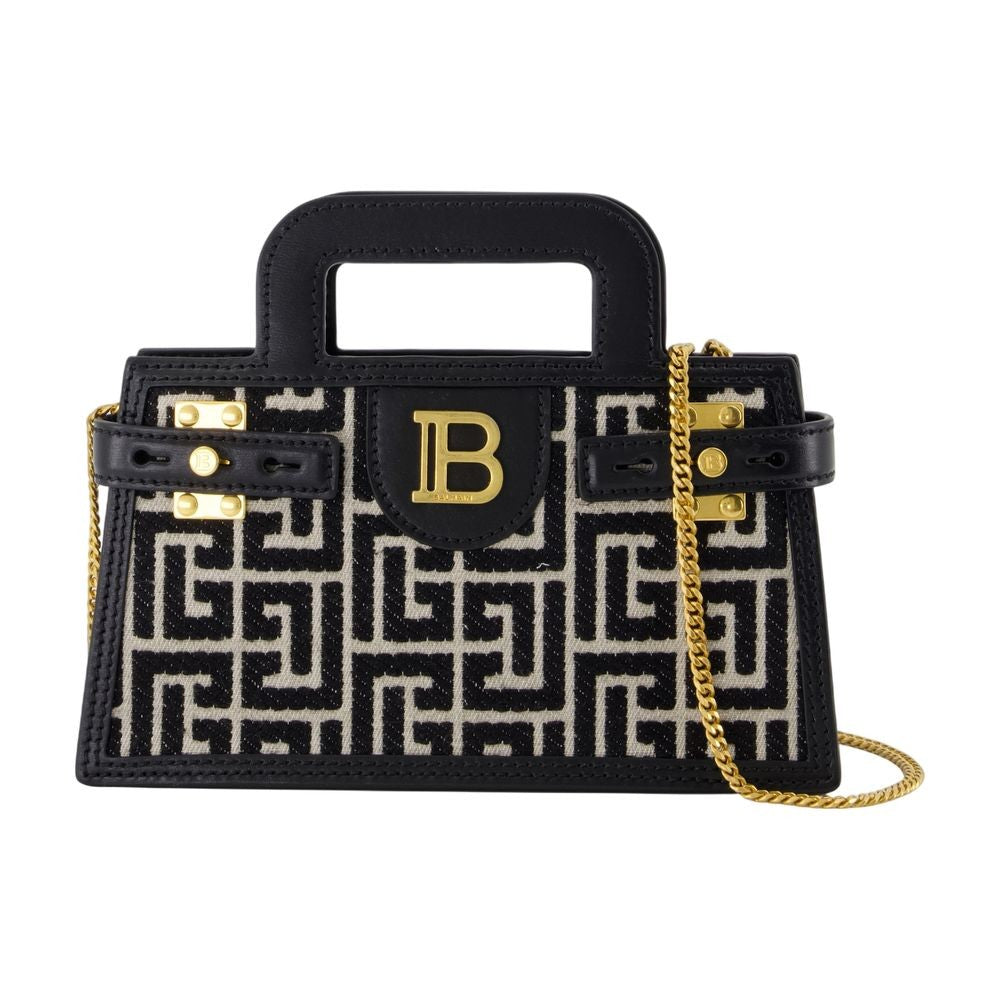 Balmain B-Buzz Small Top Handle Crossbody - Leather - Black
