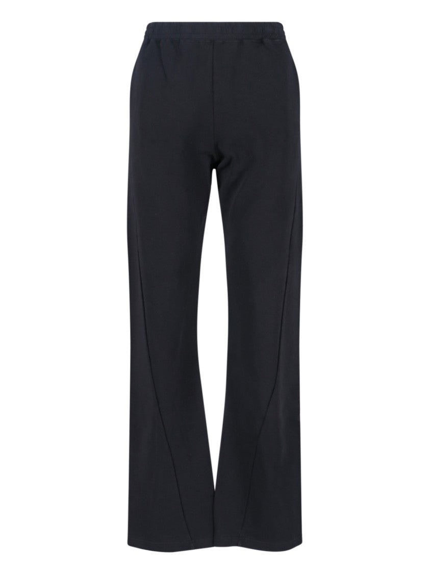 Mm6 By Maison Margiela Medium-Waist Black Cotton Sport Pants With Contrasting Stitching
