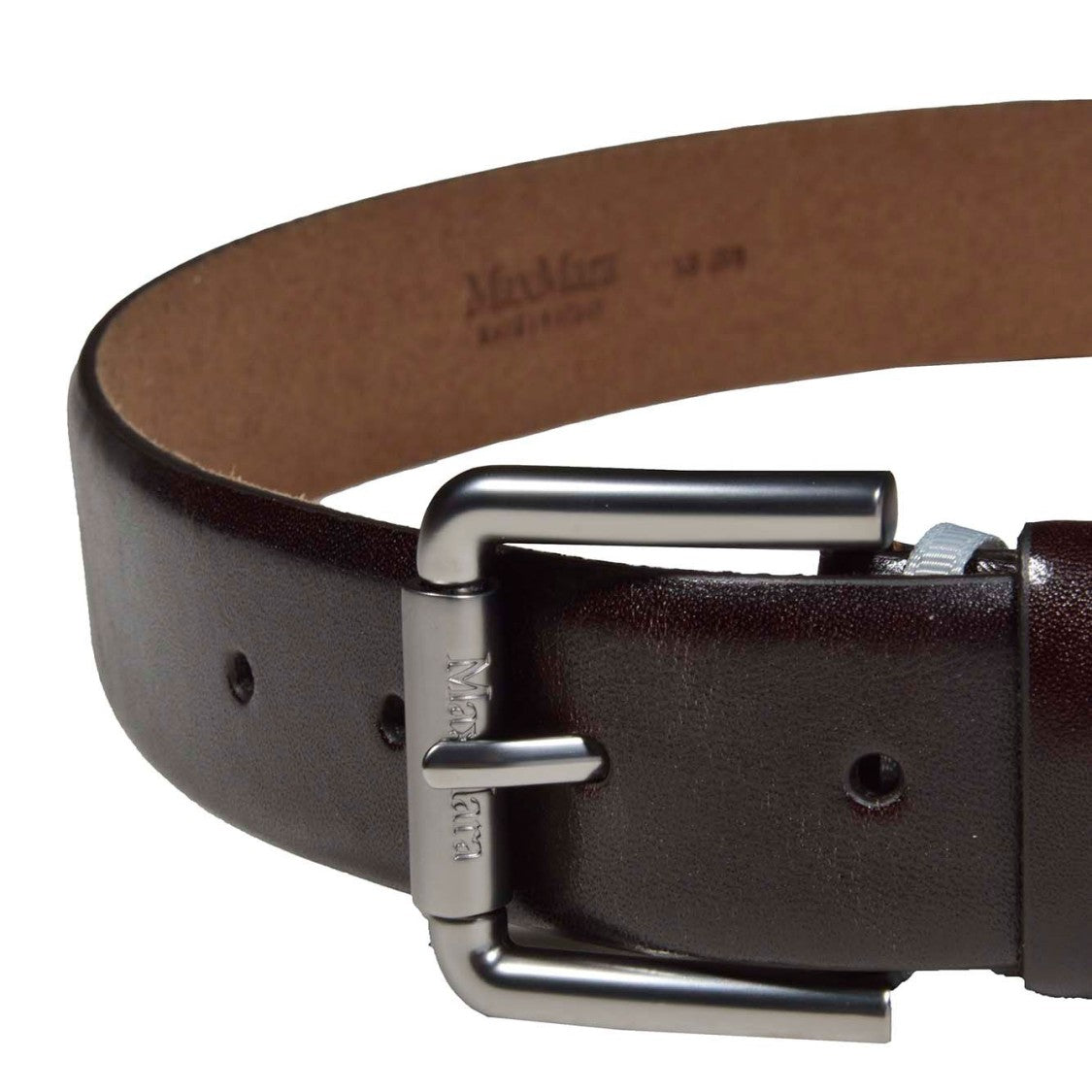 Max Mara Weleather35 Belt In Brown Buffered Leather