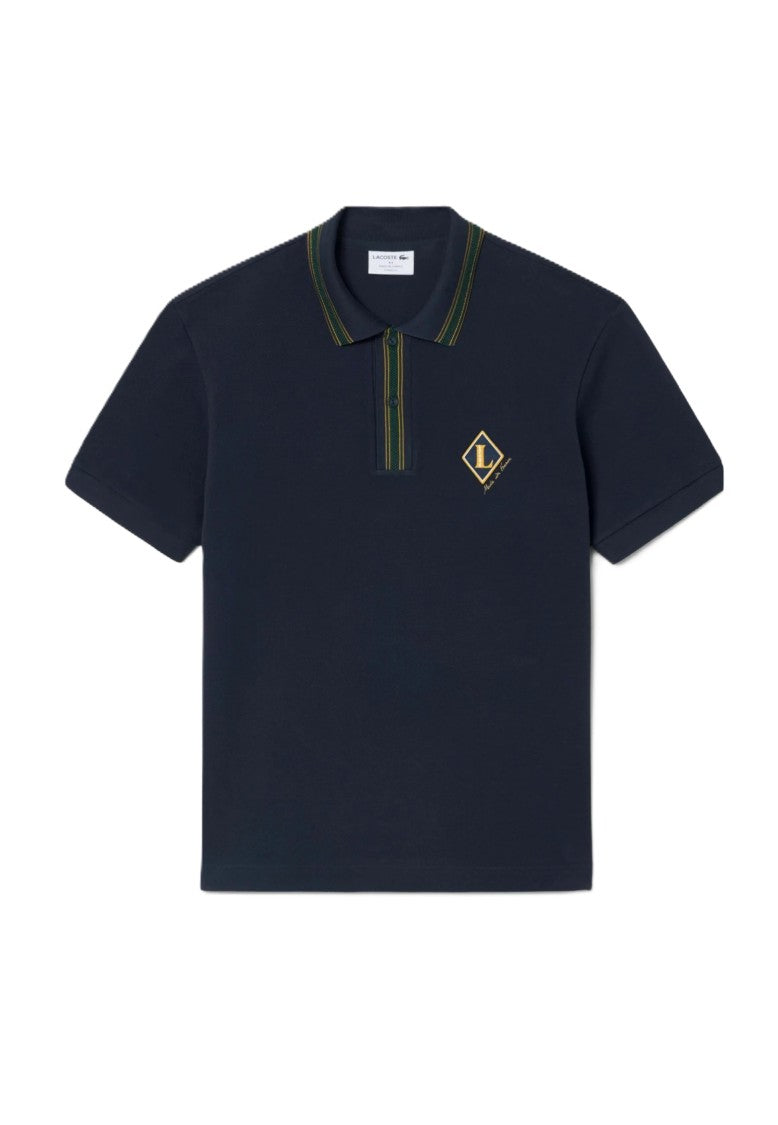 Lacoste Short-Sleeved Contrast-Collar Emblem Polo Shirt