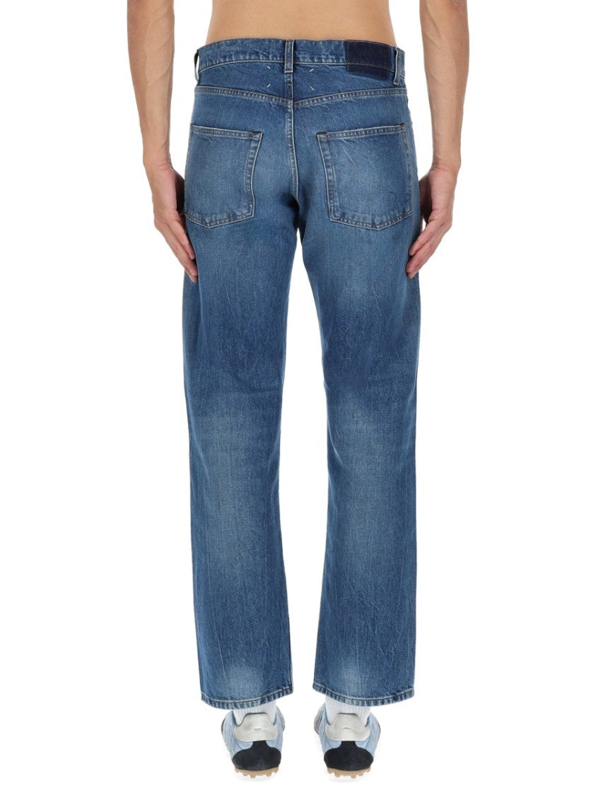 Maison Margiela Blue Cotton Faded Straight-Leg Jeans