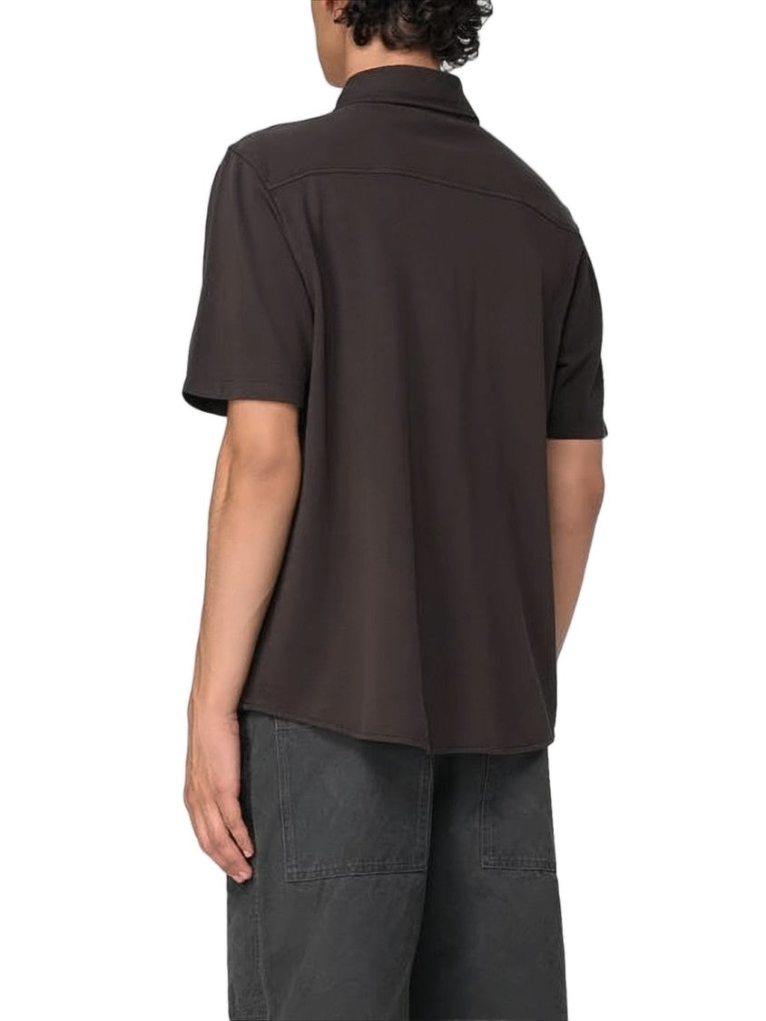 Our Legacy Classic Black Short-Sleeve Shirt With Button-Down Front