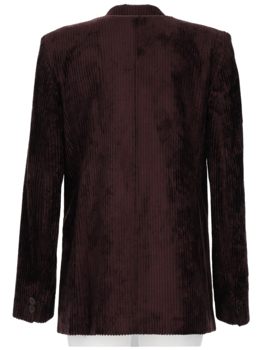 Alysi Rich Brown Corduroy Single-Breasted Jacket