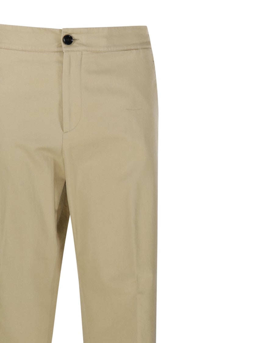 Burberry Tailored Fit Cotton Pants With Distinctive Cuffs